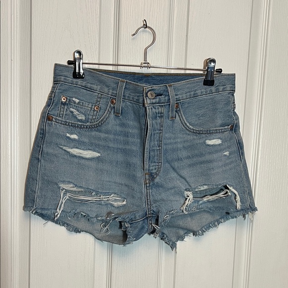 Levi's Pants - Levi’s 501 Distressed Cut-Off Light Wash Button Fly Denim Shorts